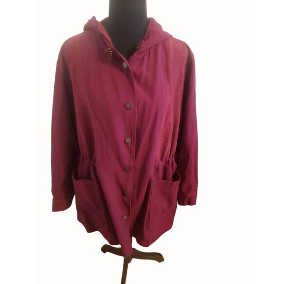 Coldwater Creek Women's Lightweight Hooded Jacket Maroon Size PXL - Picture 1 of 7